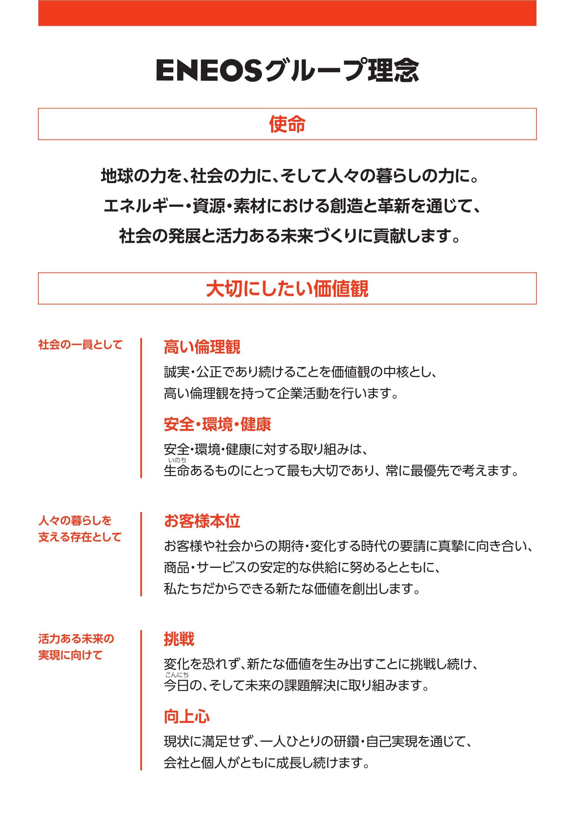 ＥＮＥＯＳグループ理念